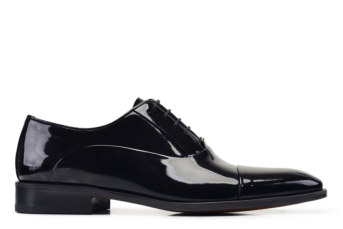 Nevzat Onay Siyah Rugan Klasik Bağcıklı Kösele Erkek Ayakkabı -02701-. 2