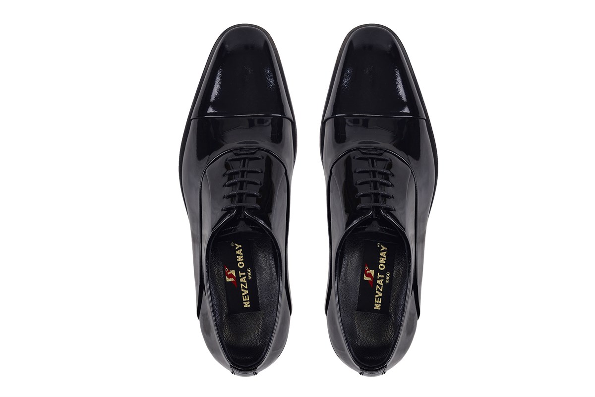 Nevzat Onay Siyah Rugan Klasik Bağcıklı Kösele Erkek Ayakkabı -02701-. 4