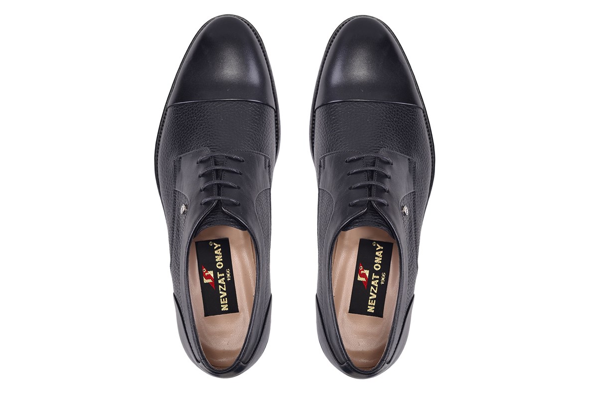 Nevzat Onay Siyah Klasik Bağcıklı Kösele Erkek Ayakkabı -10341-. 4
