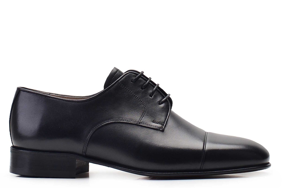 Nevzat Onay Siyah Klasik Bağcıklı Kösele Erkek Ayakkabı -7085-. 2