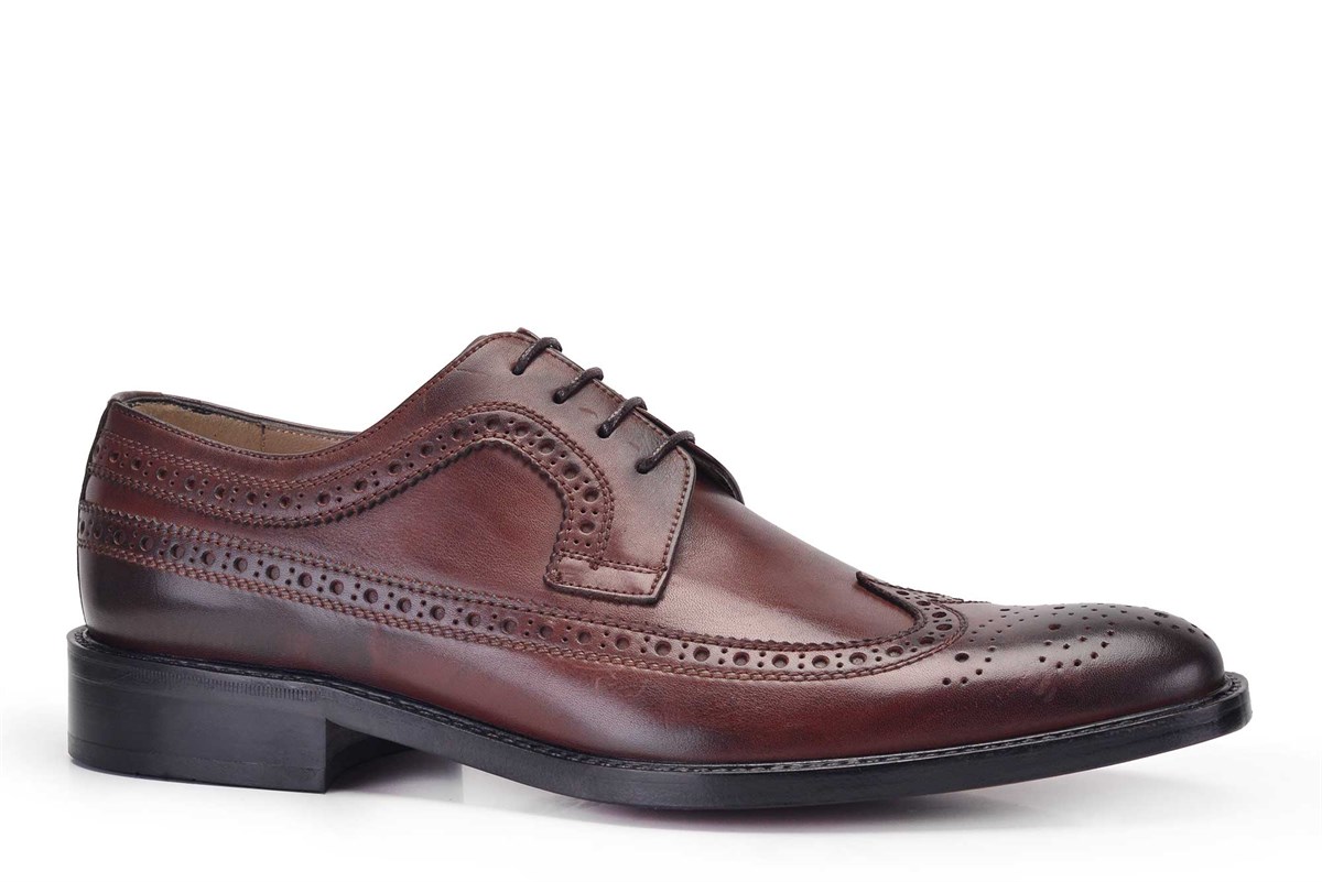 Nevzat Onay Hakiki Deri Kahverengi Klasik Bağcıklı Kösele Erkek Ayakkabı -8848-. 3