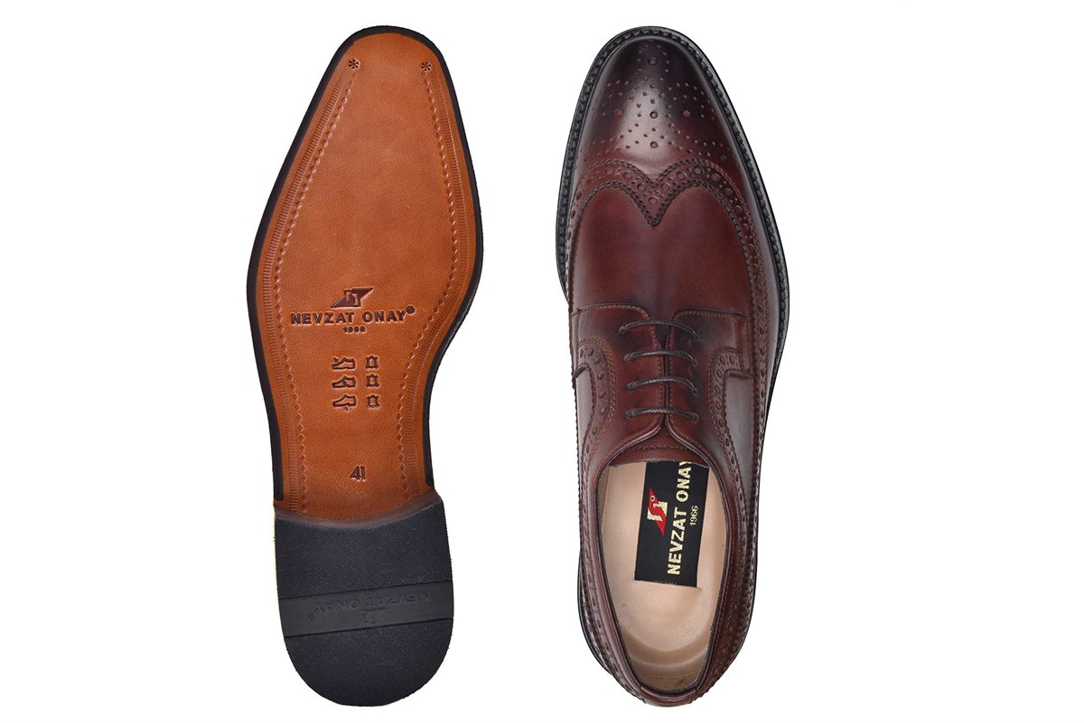 Nevzat Onay Hakiki Deri Kahverengi Klasik Bağcıklı Kösele Erkek Ayakkabı -8848-. 4