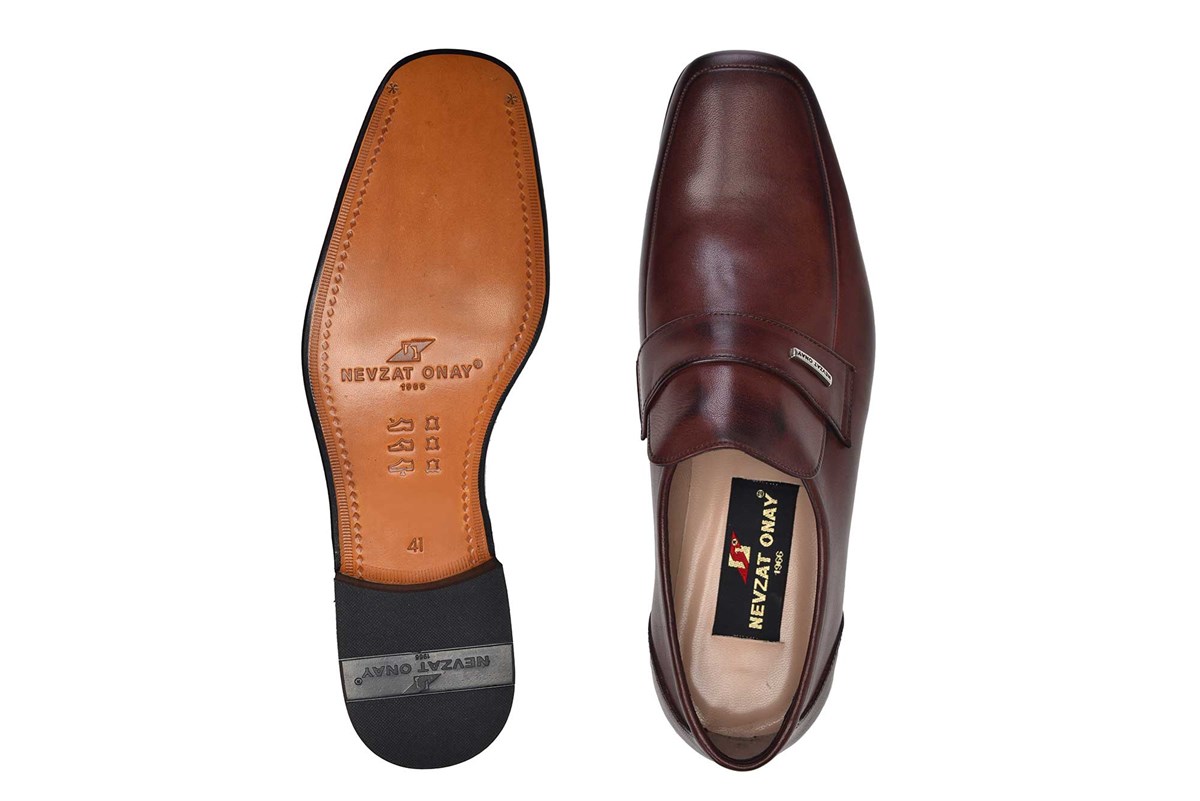 Nevzat Onay Kahverengi Klasik Loafer Kösele Erkek Ayakkabı -10954-. 4