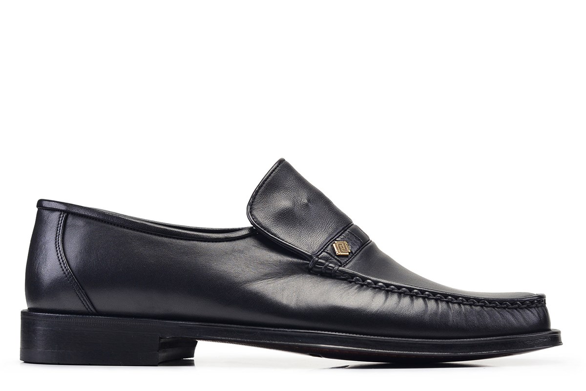 Nevzat Onay Siyah Klasik Bağcıksız Rok Kösele Erkek Ayakkabı -12714-. 2
