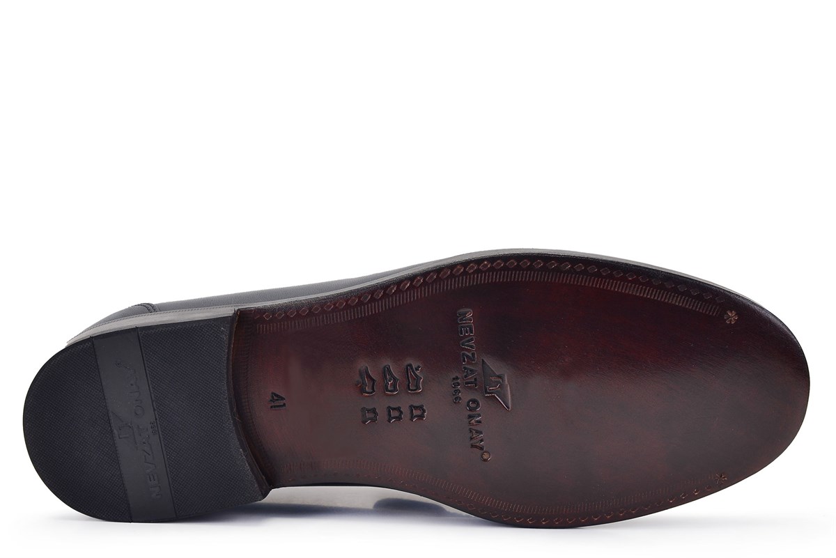 Nevzat Onay Siyah Klasik Bağcıksız Rok Kösele Erkek Ayakkabı -12714-. 5