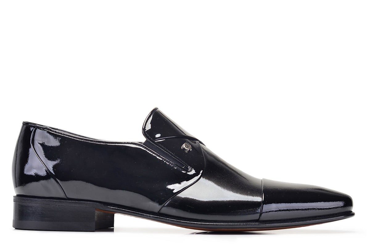 Nevzat Onay Siyah Rugan Klasik Bağcıksız Erkek Ayakkabı -10372-. 2
