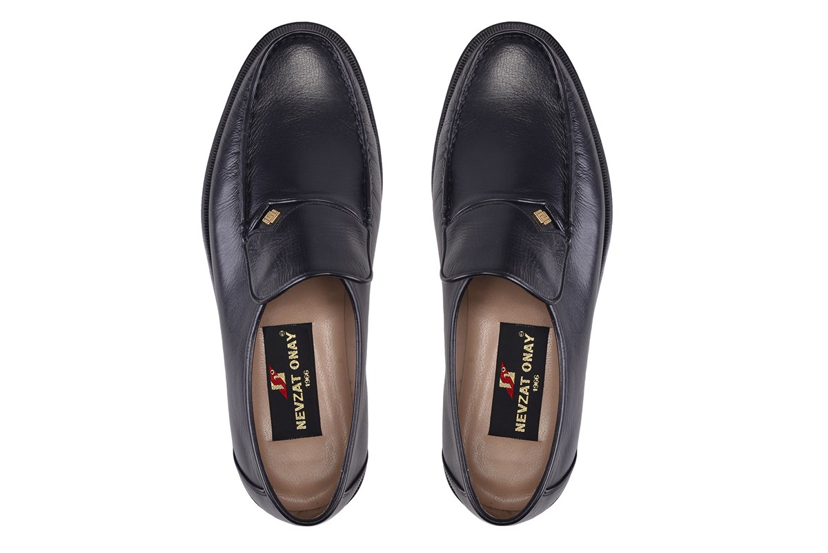 Nevzat Onay Siyah Klasik Bağcıksız Kösele Erkek Ayakkabı -62001-. 4