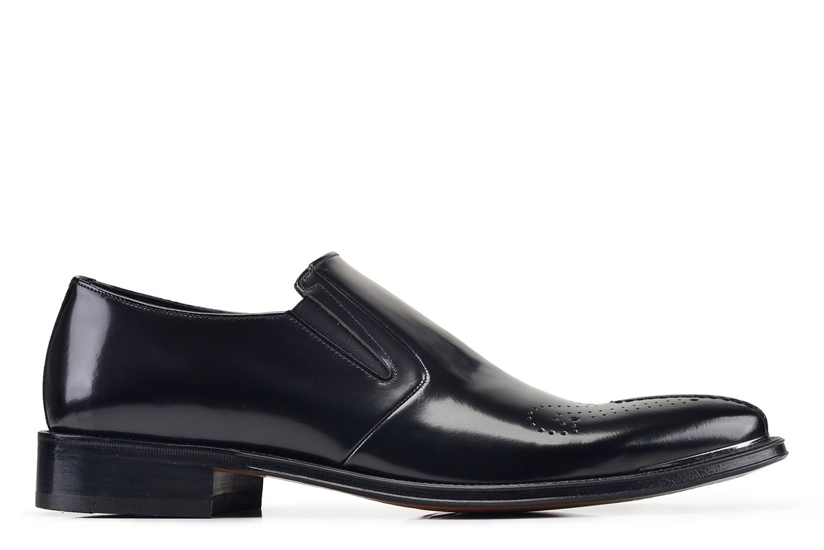 Nevzat Onay Siyah Klasik Bağcıksız Kösele Erkek Ayakkabı -65151-. 2