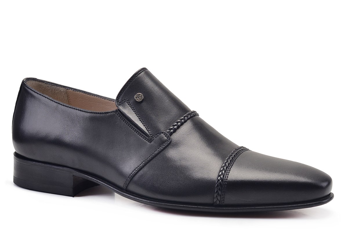 Nevzat Onay Siyah Klasik Bağcıksız Kösele Erkek Ayakkabı -12607-. 3