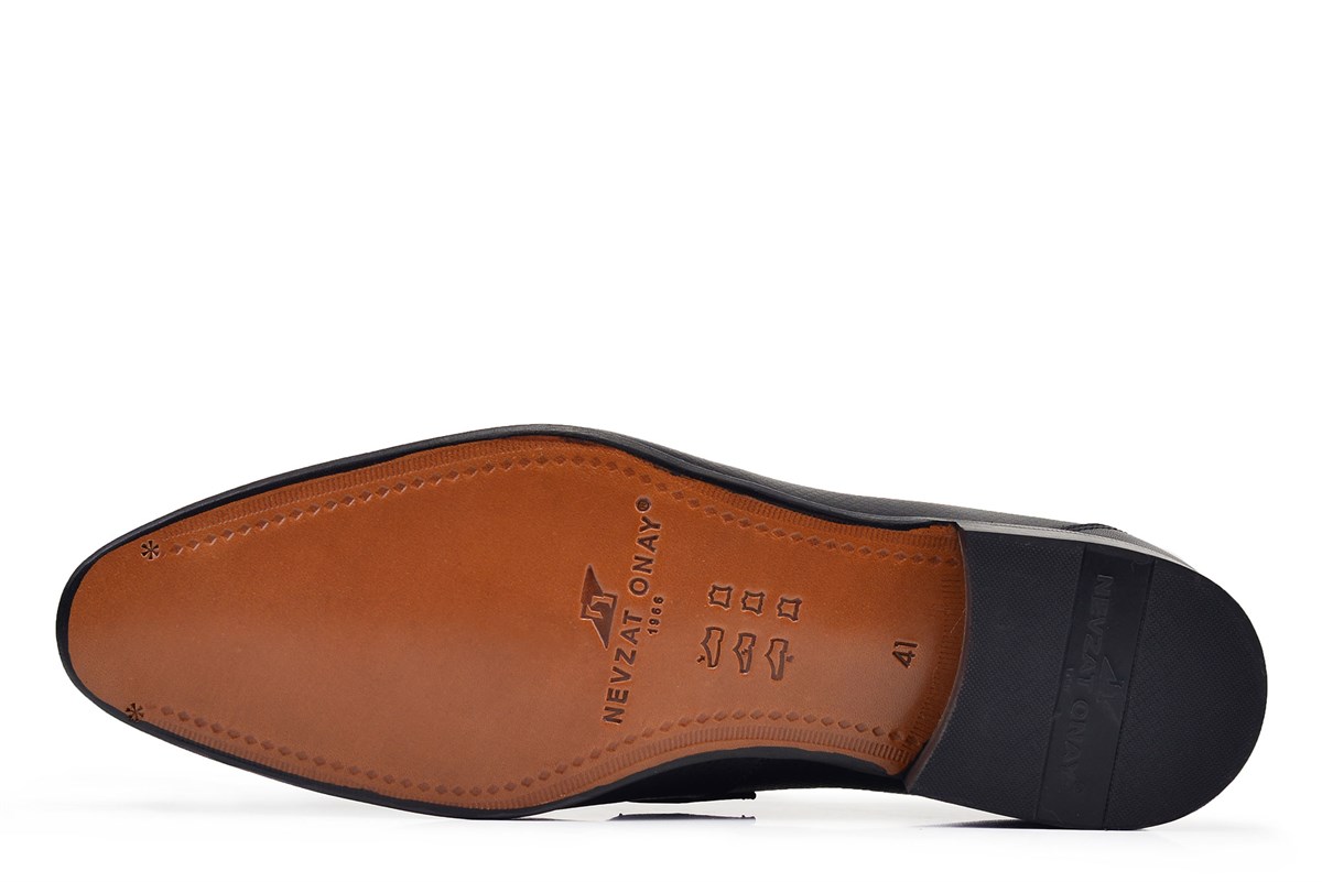 Nevzat Onay Siyah Klasik Bağcıksız Kösele Erkek Ayakkabı -12607-. 5