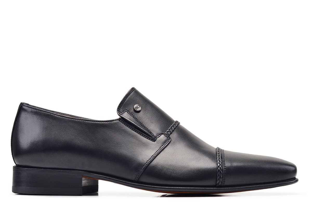Nevzat Onay Siyah Klasik Bağcıksız Kösele Erkek Ayakkabı -12607-. 2