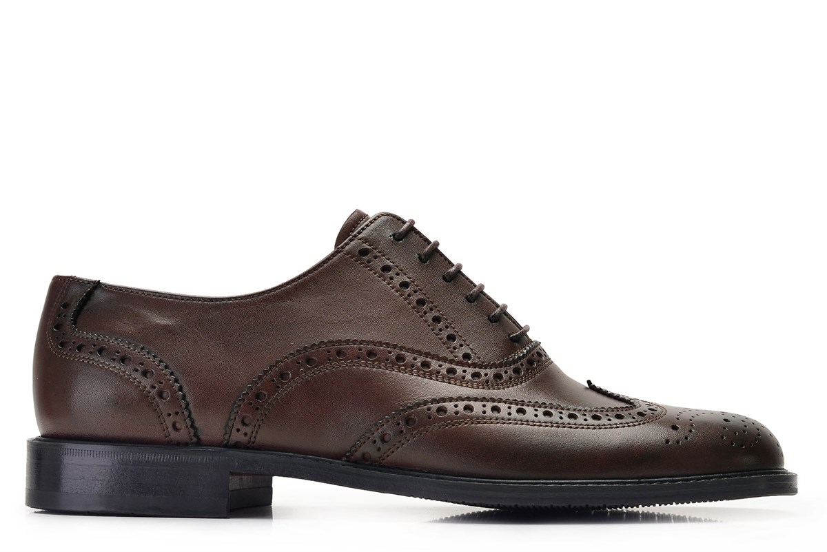 Nevzat Onay Hakiki Deri Kahverengi Klasik Bağcıklı Kösele Erkek Ayakkabı -11929-. 2