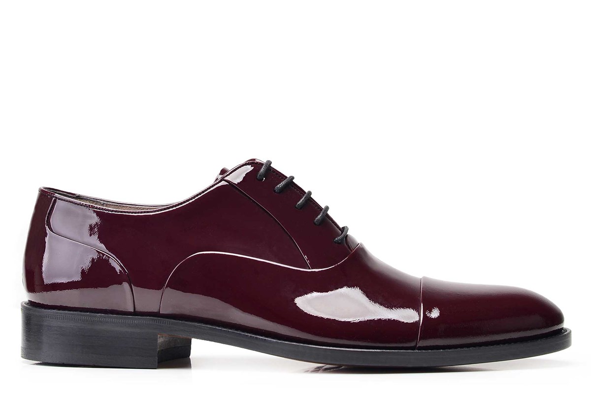 Nevzat Onay Klasik Bağcıklı Oxford Bordo Rugan Erkek Ayakkabı -11837-. 2