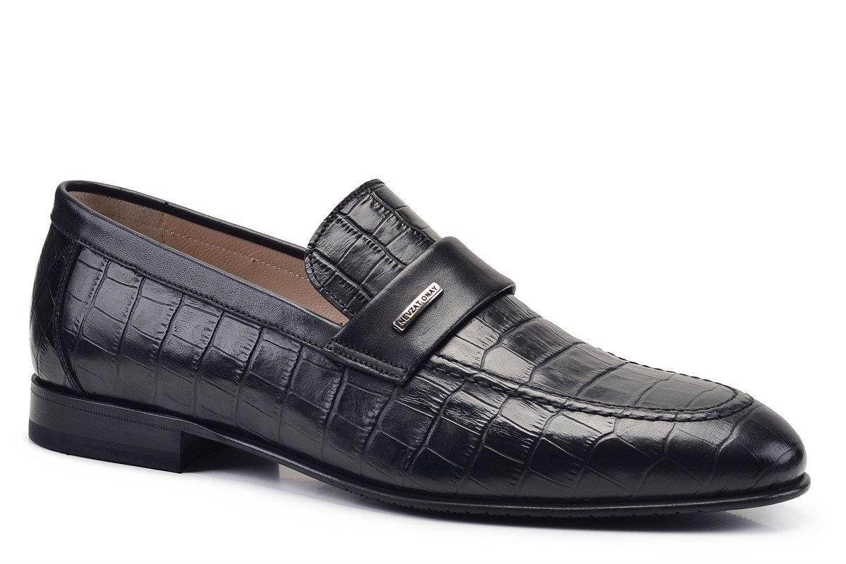 Nevzat Onay Siyah Klasik Bağcıksız Kösele Erkek Ayakkabı -12588-. 3