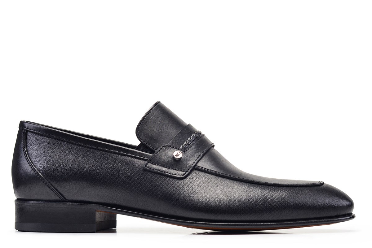 Nevzat Onay Siyah Klasik Bağcıksız Kösele Erkek Ayakkabı -12315-. 2