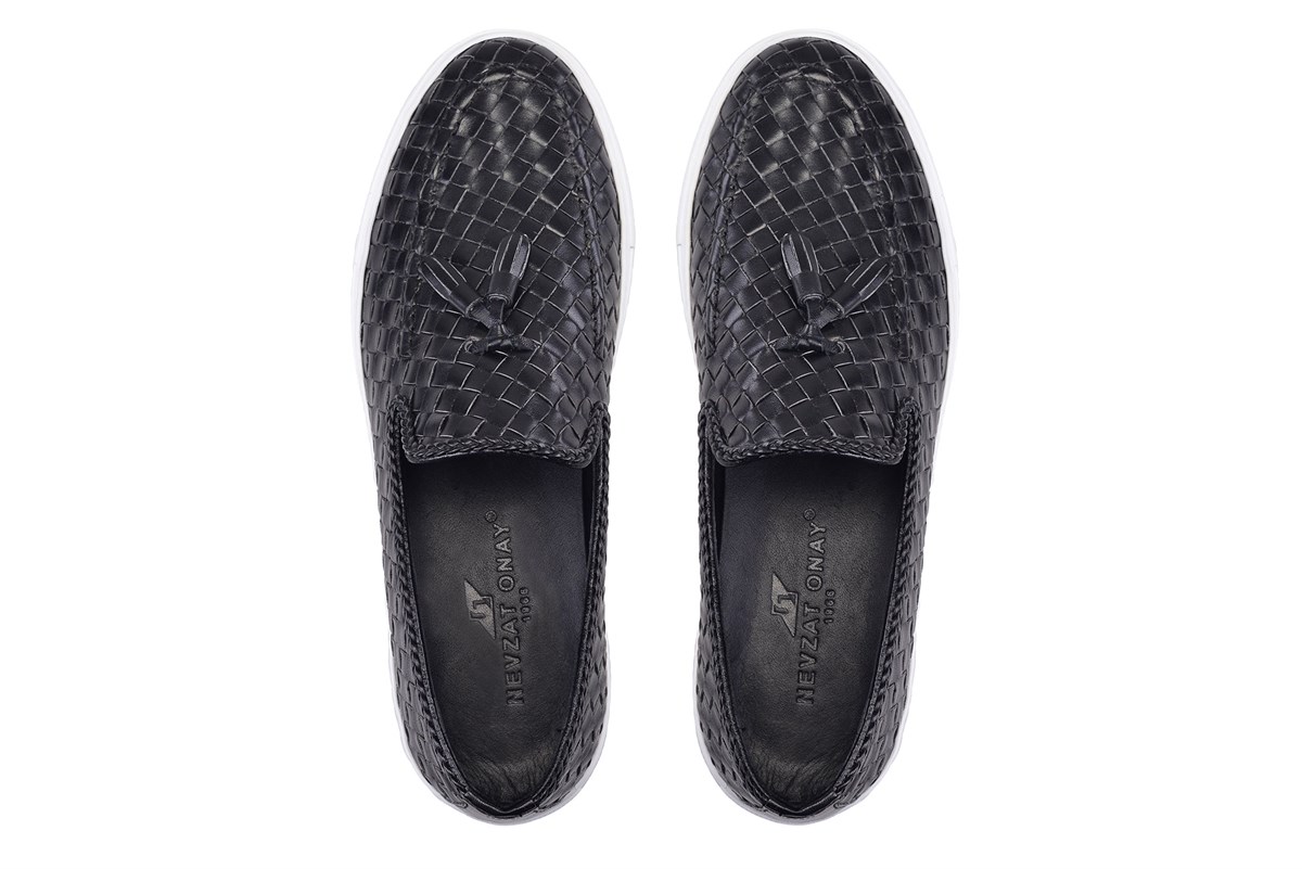 Nevzat Onay Siyah Örgü Püsküllü Sneaker Erkek Ayakkabı -8381-. 4