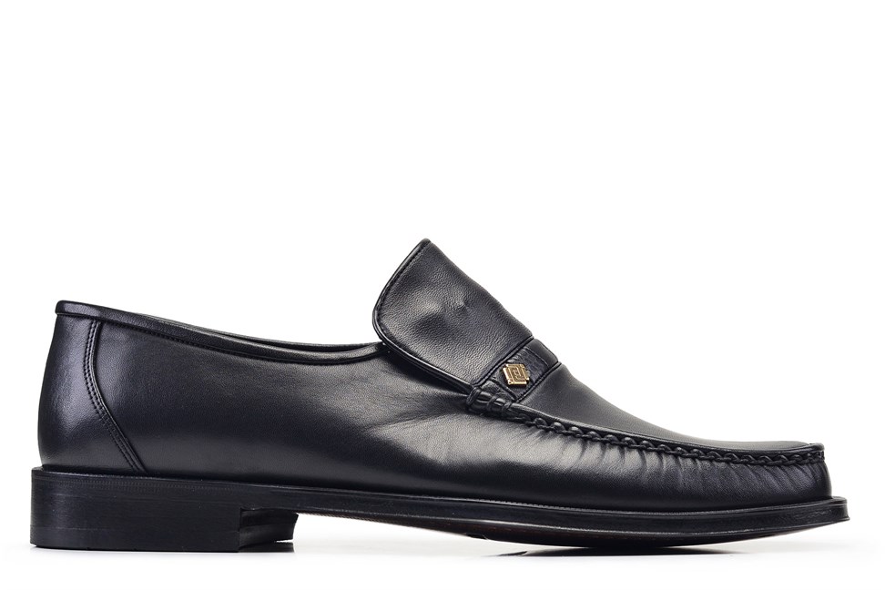 Nevzat Onay Siyah Klasik Bağcıksız Rok Kösele Erkek Ayakkabı -12714-. 1