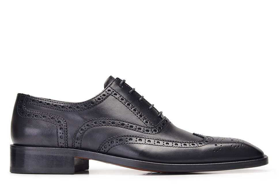 Nevzat Onay Siyah Klasik Bağcıklı Kösele Erkek Ayakkabı -9002-. 1