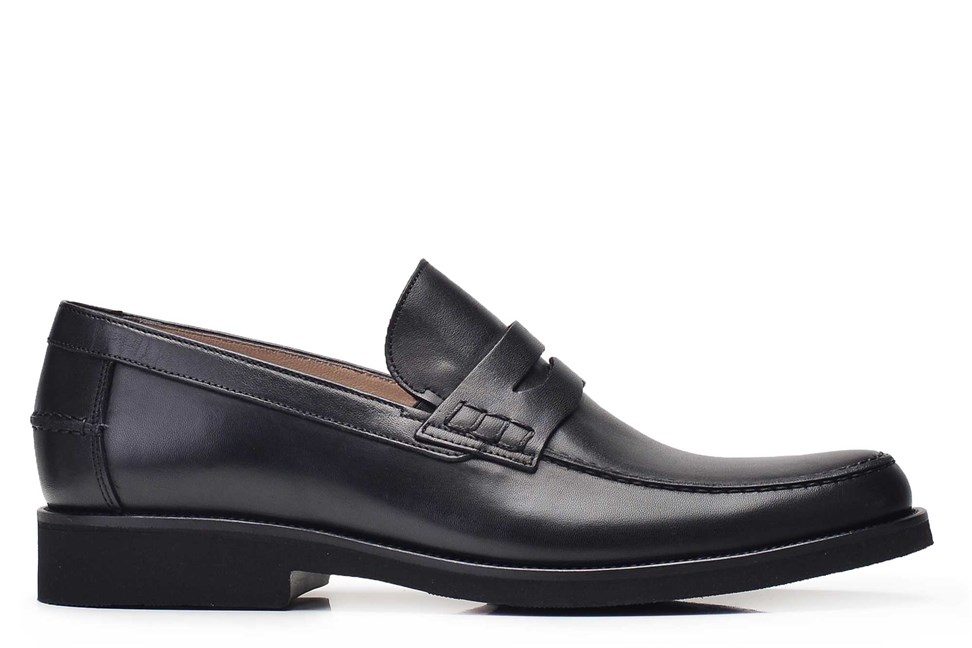 Hakiki Deri Siyah Günlük Loafer Erkek Ayakkabı -10780-