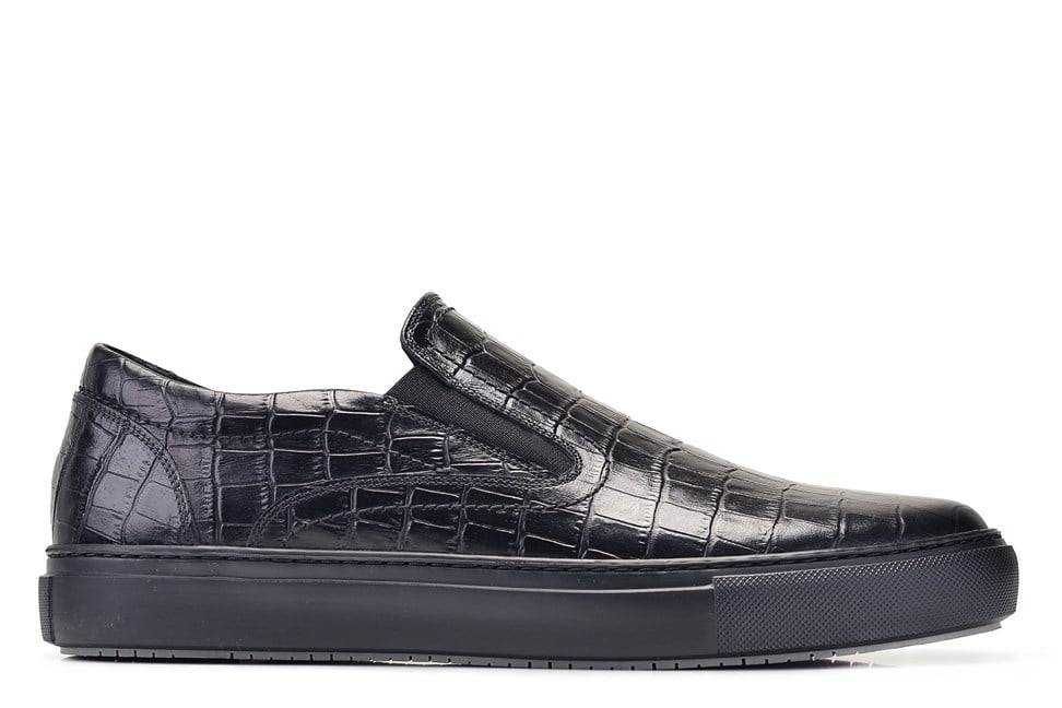 Hakiki Deri Siyah Sneaker Erkek Ayakkabı -11169-