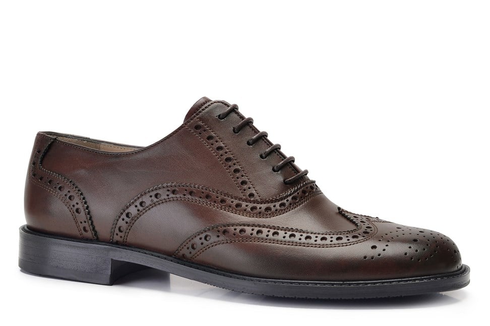 Hakiki Deri Kahverengi Klasik Bağcıklı Kösele Erkek Ayakkabı -11929-