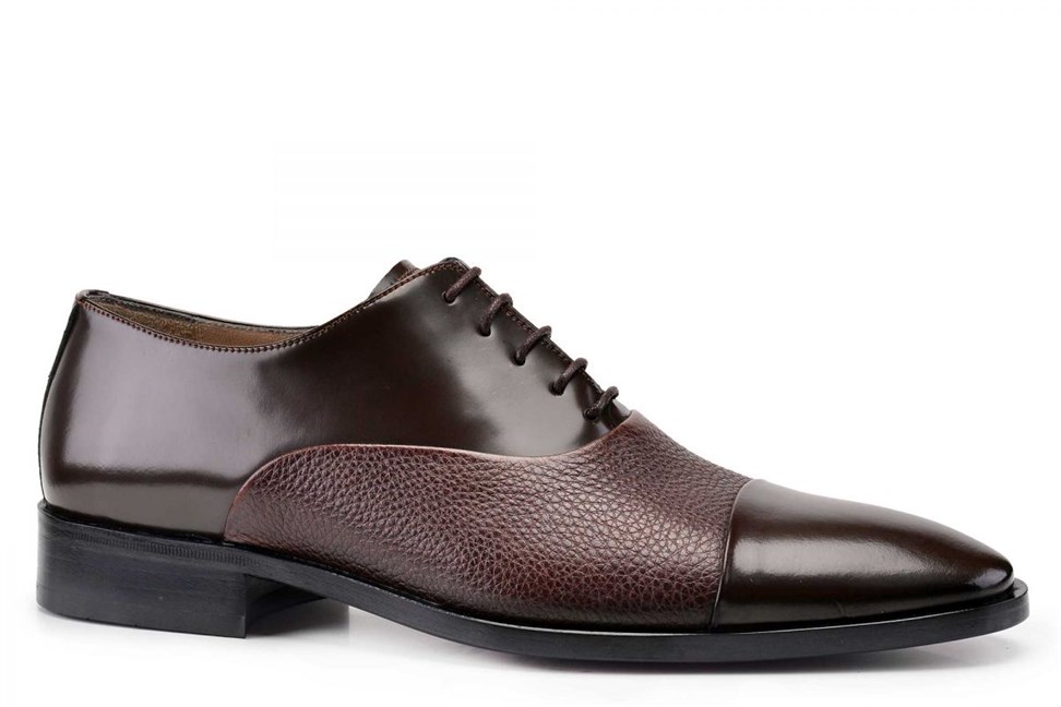 Hakiki Deri Kahverengi Klasik Bağcıklı Kösele Erkek Ayakkabı -9810-