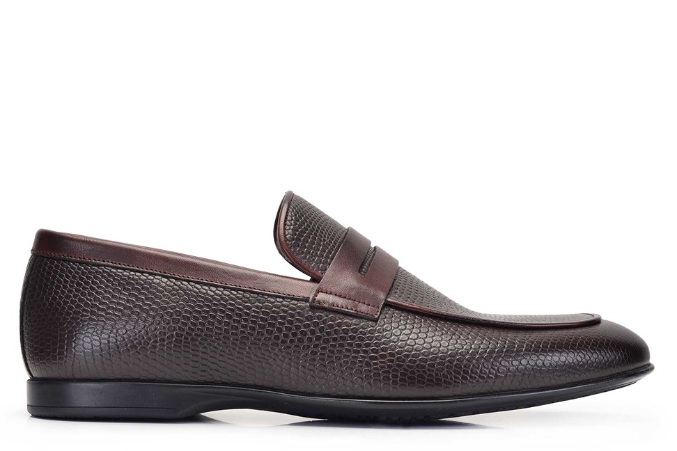 Hakiki Deri Kahverengi Yazlık Loafer Erkek Ayakkabı -11583-