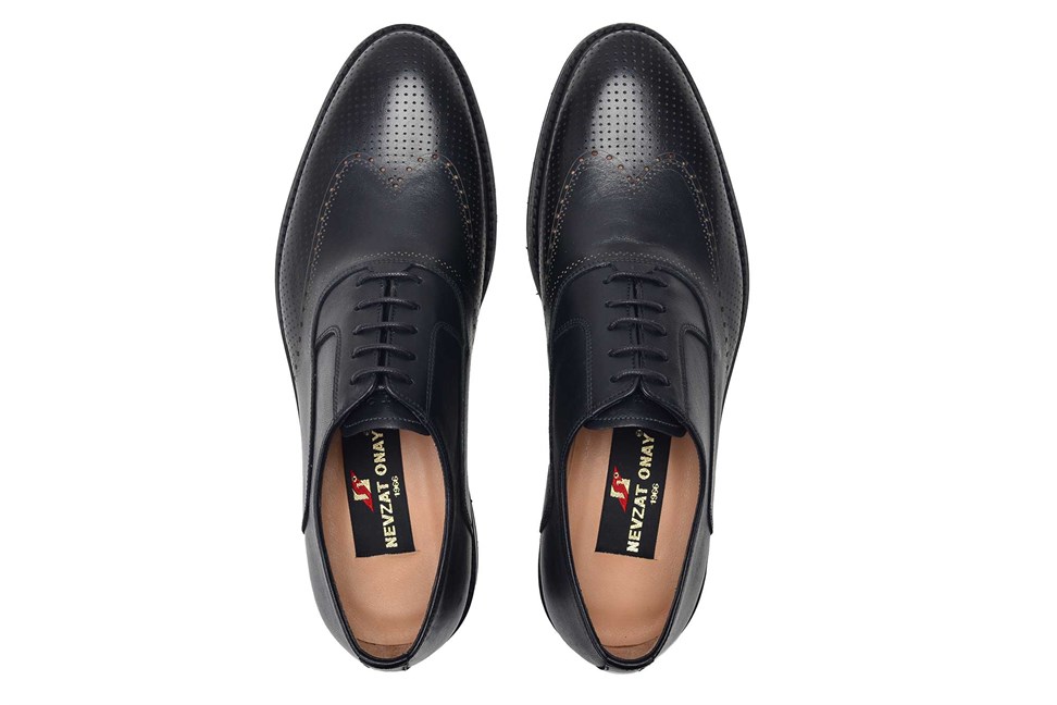 Hakiki Deri Siyah Günlük Bağcıklı Erkek Ayakkabı -11690-