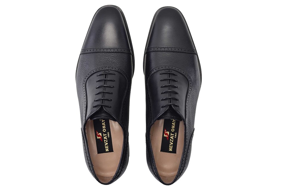 Hakiki Deri Siyah Klasik Bağcıklı Kösele Erkek Ayakkabı -11556-