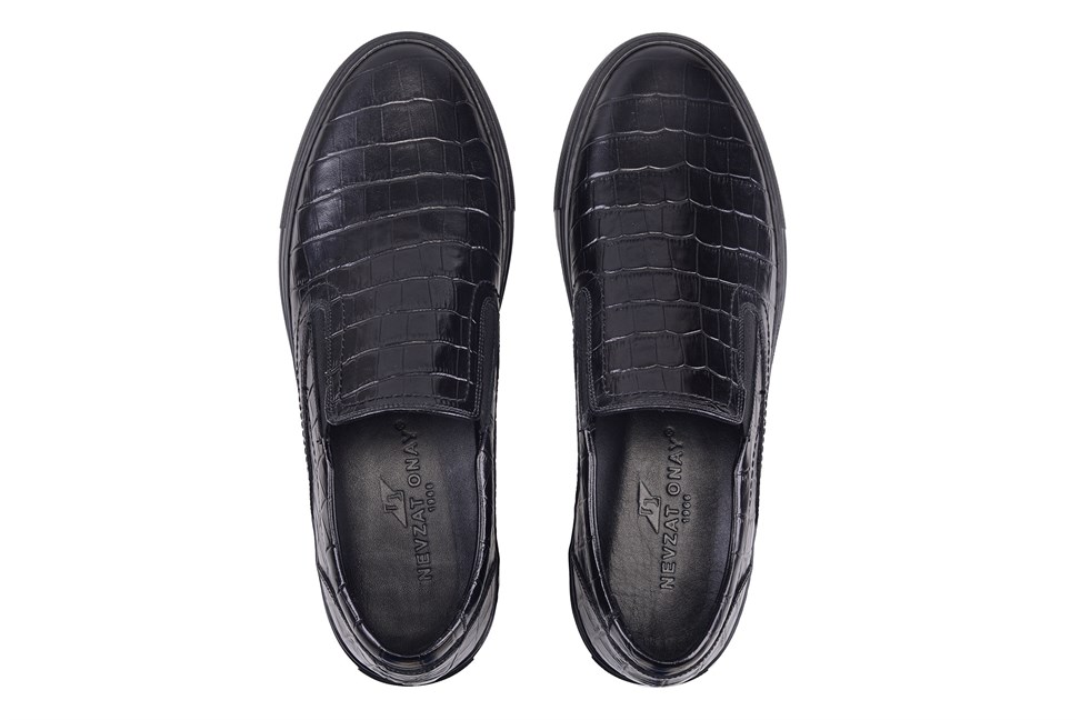 Hakiki Deri Siyah Sneaker Erkek Ayakkabı -11169-