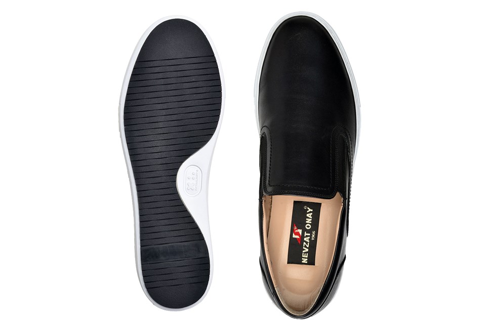 Hakiki Deri Siyah Sneaker Erkek Ayakkabı -8364-