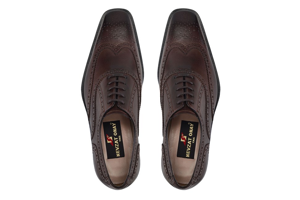 Kahverengi Klasik Bağcıklı Kösele Erkek Ayakkabı -10746-
