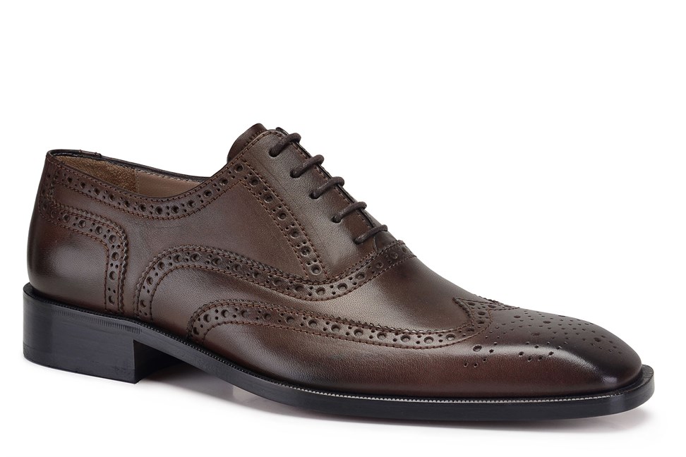 Kahverengi Klasik Bağcıklı Kösele Erkek Ayakkabı -10746-