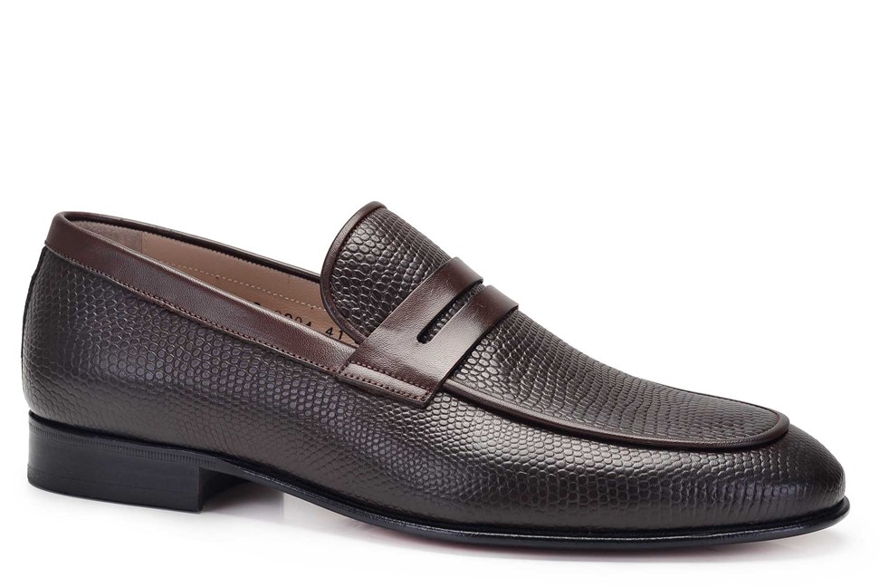Kahverengi Klasik Loafer Kösele Erkek Ayakkabı -11656-