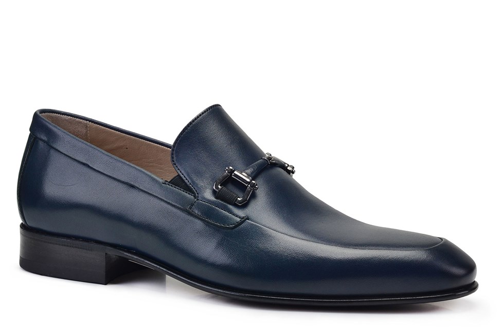 Lacivert Klasik Loafer Kösele Erkek Ayakkabı -12667-