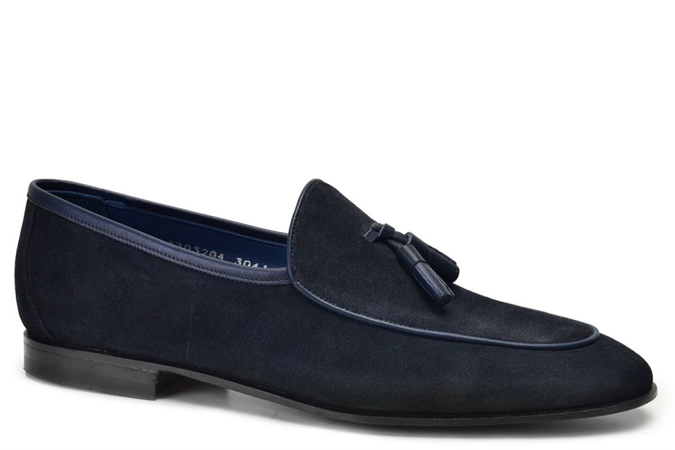 Lacivert Klasik Loafer Kösele Erkek Ayakkabı -9911-