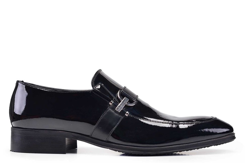 Rugan Siyah Klasik Tokalı Erkek Ayakkabı -7758-