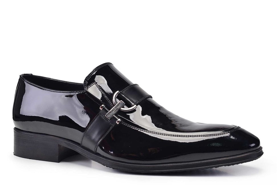 Rugan Siyah Klasik Tokalı Erkek Ayakkabı -7758-