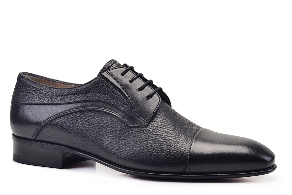 Siyah Klasik Bağcıklı Kösele Erkek Ayakkabı -12602-