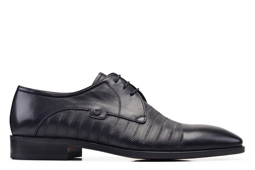 Siyah Klasik Bağcıklı Kösele Erkek Ayakkabı -12672-