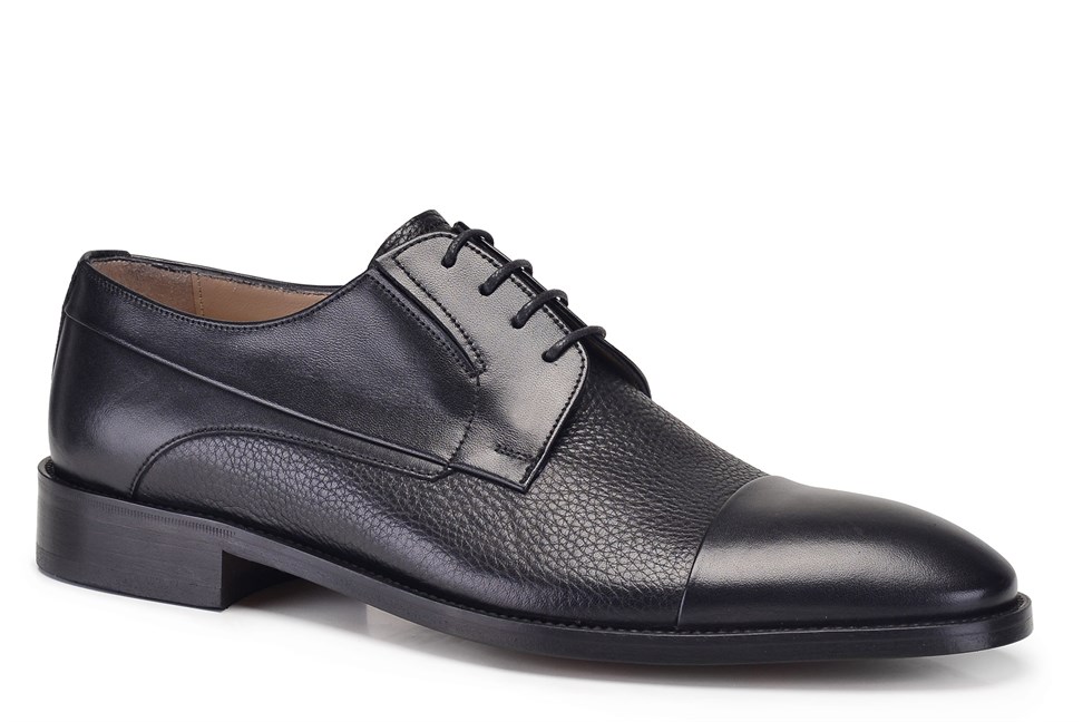 Siyah Klasik Bağcıklı Kösele Erkek Ayakkabı -12161-
