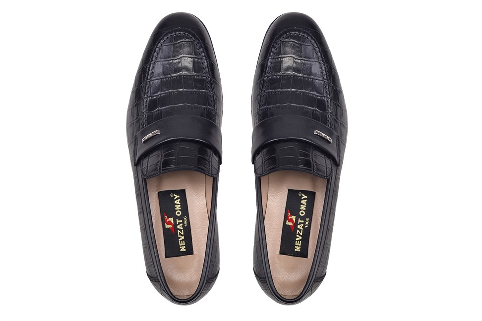Siyah Klasik Bağcıksız Kösele Erkek Ayakkabı -12588-