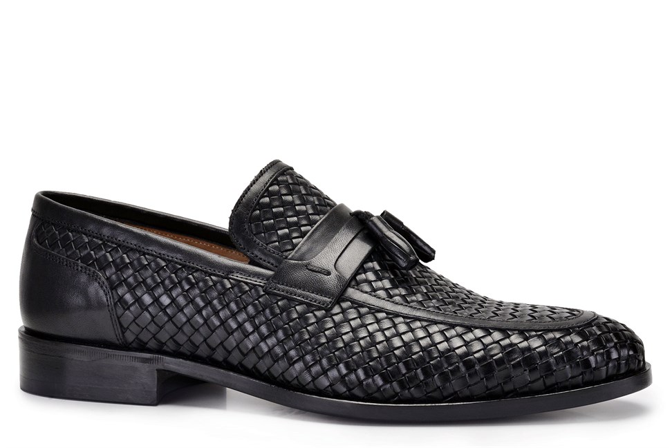 Siyah Klasik Loafer Kösele Erkek Ayakkabı -8909-