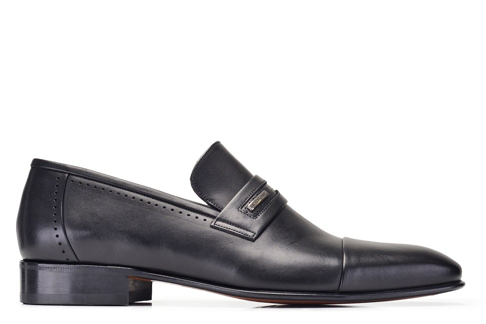 Siyah Klasik Loafer Kösele Erkek Ayakkabı -12113-