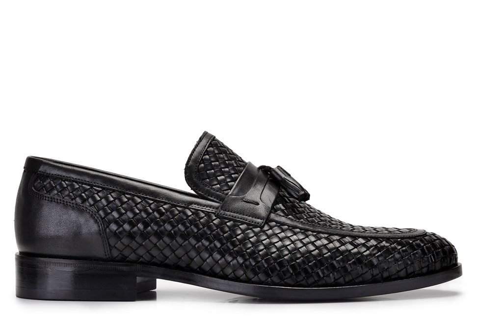 Siyah Klasik Loafer Kösele Erkek Ayakkabı -8909-
