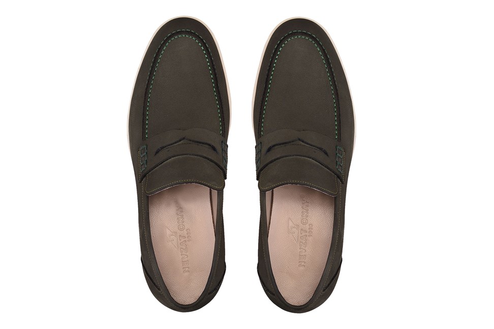Yeşil Günlük Loafer Erkek Ayakkabı -12380-